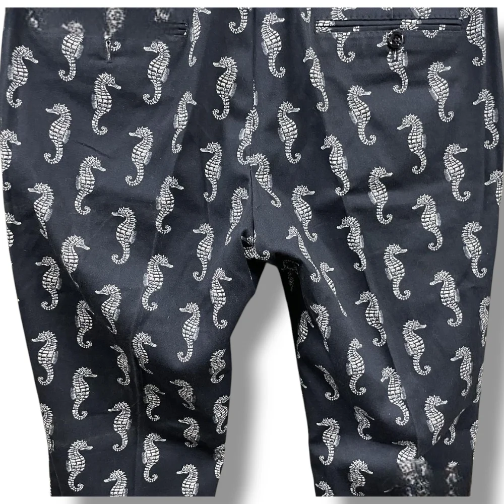 Dolce & Gabbana Dark Blue & White Seahorse Print Slim Fit Chino Pant 34" Waist - Picture 9 of 16